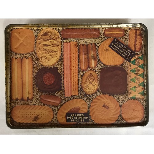 1001 - Jacobs 1939 Assorted Biscuit Tin, wooden pull along dog, box of six Coalport china name holders, pie... 