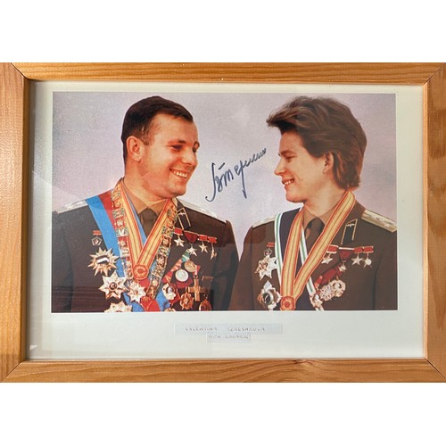 901 - Soviet cosmonaut and the first ever woman in space Valentina Tereshkova signed photo, shown with Yur... 