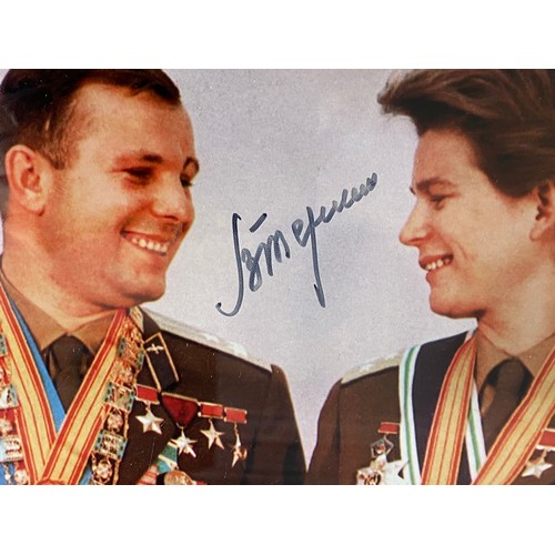 901 - Soviet cosmonaut and the first ever woman in space Valentina Tereshkova signed photo, shown with Yur... 