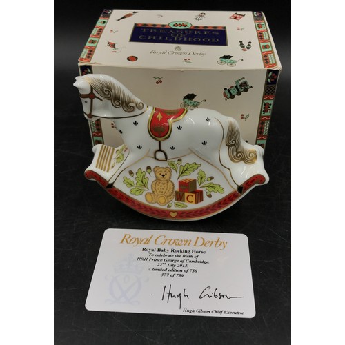 168 - Limited edition Royal Crown Derby to include 2 x Royal Baby Rocking Horses to celebrate the birth of... 