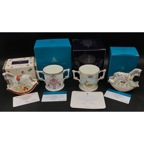 168 - Limited edition Royal Crown Derby to include 2 x Royal Baby Rocking Horses to celebrate the birth of... 