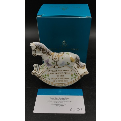 168 - Limited edition Royal Crown Derby to include 2 x Royal Baby Rocking Horses to celebrate the birth of... 