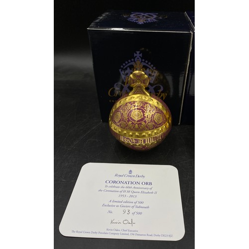 170 - Royal Crown Derby limited edition paperweights to include: Coronation Orb to celebrate the 60th Anni... 