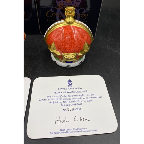 171 - Royal Crown Derby Limited edition paperweights to include: Coronation Orb to commemorate the 50th An... 