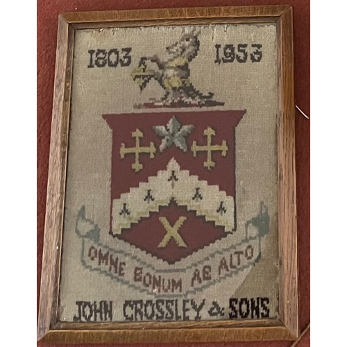 867 - A framed John Crossley and sons carpet mosaic 1803-1953. 33 x26cm.