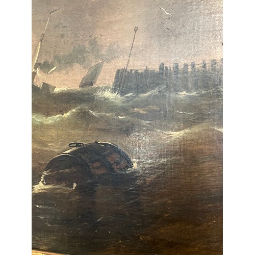 1156 - An oil on board seascape probably by George Knight, 1851-1922 of Peterhead 44.5 x 80cm. In gilt fram... 