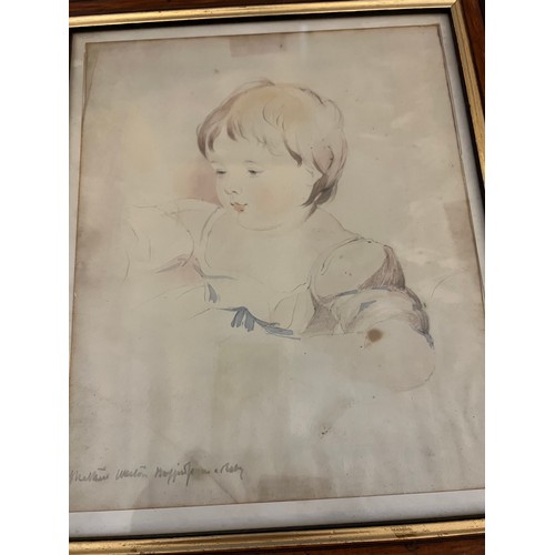 1151 - Four 19thC watercolour and pencil portraits. Largest 39 x 30cm including frame.