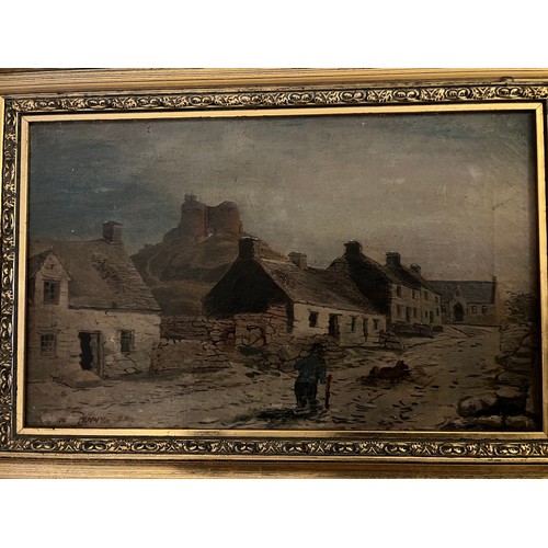 1152 - Oil on board of church interior signed lower left H Sharpe 57 x 46cm including frame, together with ... 