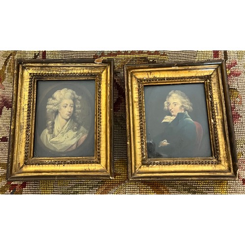 1153 - A pair of oil on board portrait miniatures of The Prince of Wales and Mrs Fitzherbert by Moses Hough... 