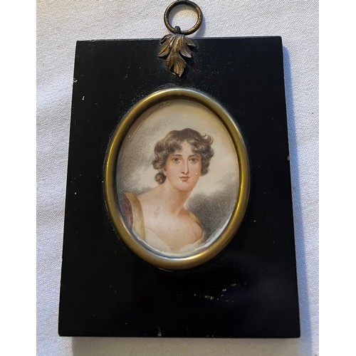 1013 - A portrait miniature on ivory of a young lady. Frame size 11.5 x 9 cm. Ivory submission reference W3... 