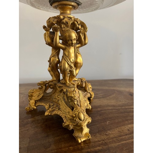 1019 - Fine quality five sconce ormolu candelabra. 57cm h.