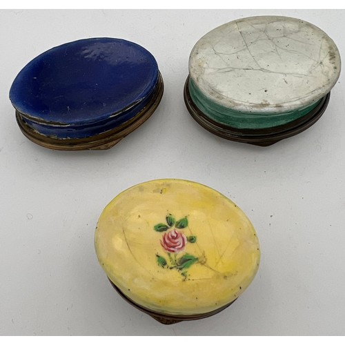 1029 - Three 18thC enamel patch boxes of naval interest to include Britannia Rules the Waves etc.