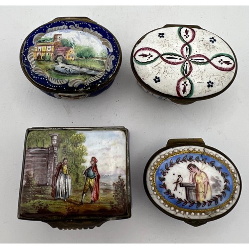 1033 - Four various 18thC patch boxes.