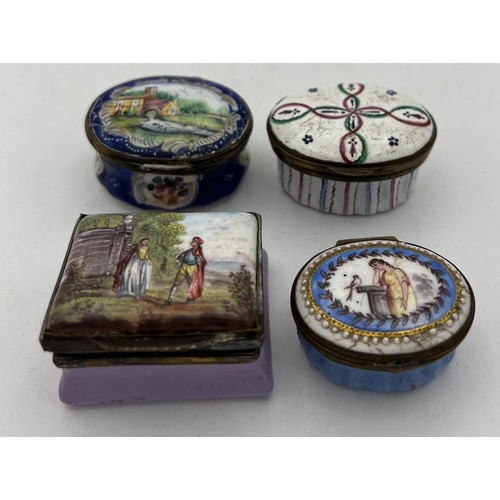 1033 - Four various 18thC patch boxes.