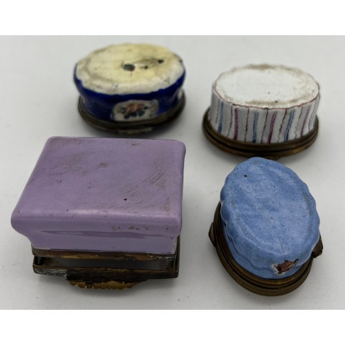 1033 - Four various 18thC patch boxes.