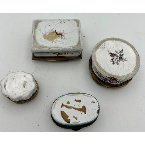 1037 - Four 18/19thC enamel boxes.