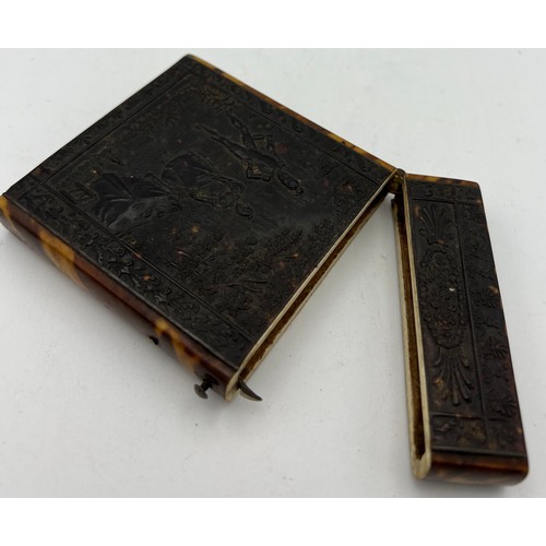 1044 - Victorian tortoiseshell card case 10 x 7.5cm.