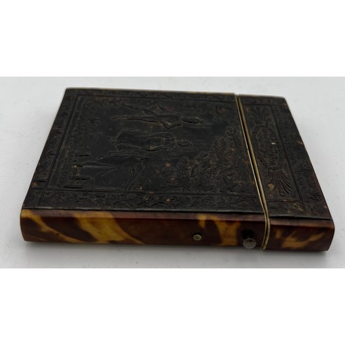 1044 - Victorian tortoiseshell card case 10 x 7.5cm.