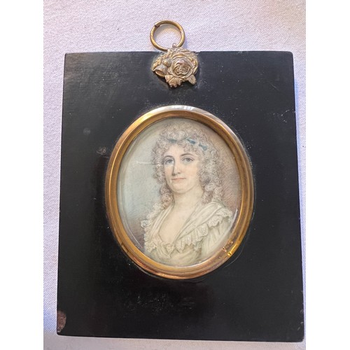 1049 - A portrait miniature on ivory of Mrs Green Water née Lockhart. Frame size 12 x 10 cm. Ivory submissi... 