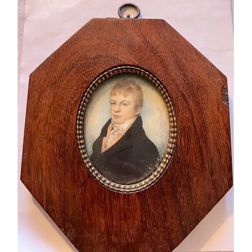 1050 - A portrait miniature on ivory of a gentleman by Ch. Hardy Newman Street 1805, exhibited at the Royal... 