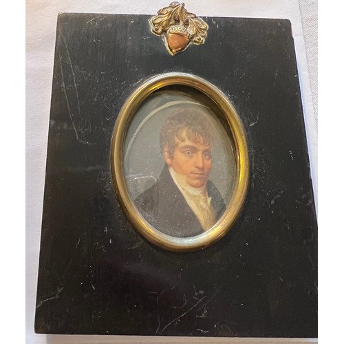 1053 - A portrait miniature on ivory of a gentleman. Frame size 12.5 x 10.5cm. Ivory submission reference T... 