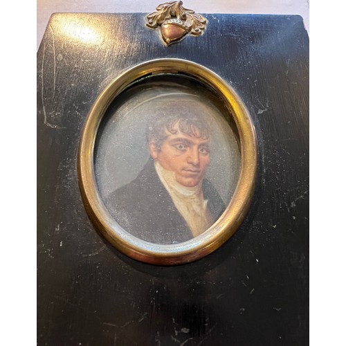 1053 - A portrait miniature on ivory of a gentleman. Frame size 12.5 x 10.5cm. Ivory submission reference T... 