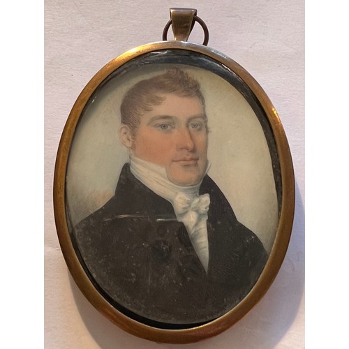 1055 - A portrait miniature on ivory of a gentleman in oval frame 6.5 x 5.5cm. 
Ivory submission reference ... 