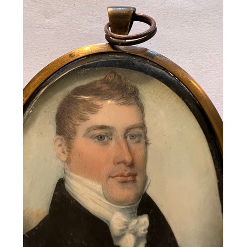 1055 - A portrait miniature on ivory of a gentleman in oval frame 6.5 x 5.5cm. 
Ivory submission reference ... 