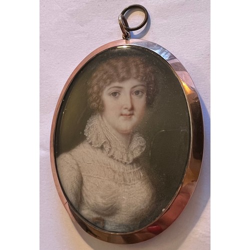 1058 - A oval portrait miniature on ivory inscribed to reverse H.R.H Frederica Duchess of York by Richard C... 