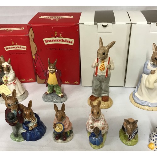 218 - A collection of 15 Bunnykins, 7 in boxes to include Graduation Day, Mother, Wedding Day, Father, Fat... 