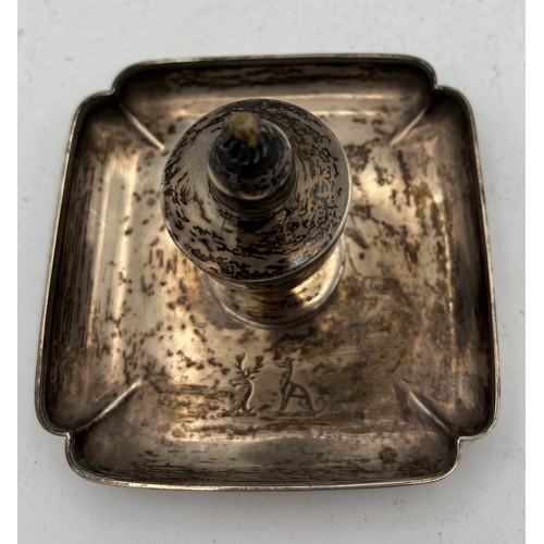 710 - Silver table lighter London 1891, maker probably William Summers. Total weight 178gm. Retailers mark... 