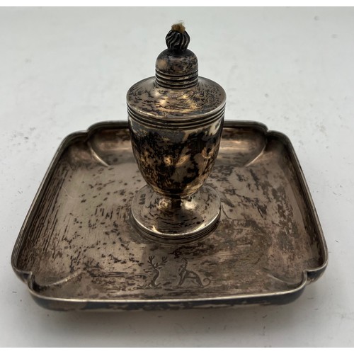 710 - Silver table lighter London 1891, maker probably William Summers. Total weight 178gm. Retailers mark... 