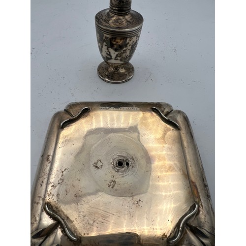 710 - Silver table lighter London 1891, maker probably William Summers. Total weight 178gm. Retailers mark... 