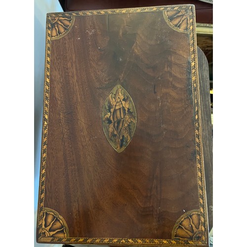 789 - Georgian mahogany inlaid box with drawer to base. 39 x 26 x 26cm h. Ivory submission reference WY1VE... 