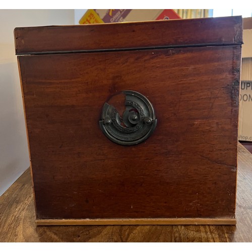 789 - Georgian mahogany inlaid box with drawer to base. 39 x 26 x 26cm h. Ivory submission reference WY1VE... 