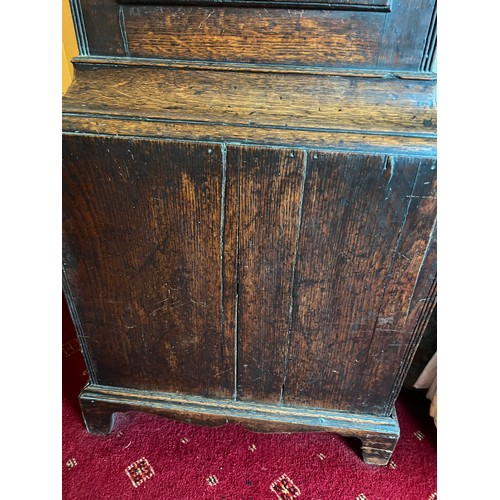 828 - An 18 day oak longcase clock, Popplewell, Bridlington with painted face. 223 h x 47 w x 25cm d.