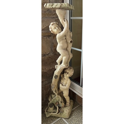 99 - Resin cherub plant stand. 95 h x 18cm d top.