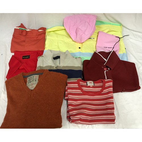 868 - A selection of clothing to include five original Fred Perry items of clothing, two polyester/cotton ... 