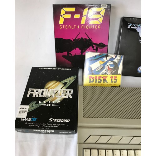 891 - Boxed Atari console with F-19 Stealth Fighter, Psygnosis, Grand Prix, Frontier Elite II, Lombard Ral... 