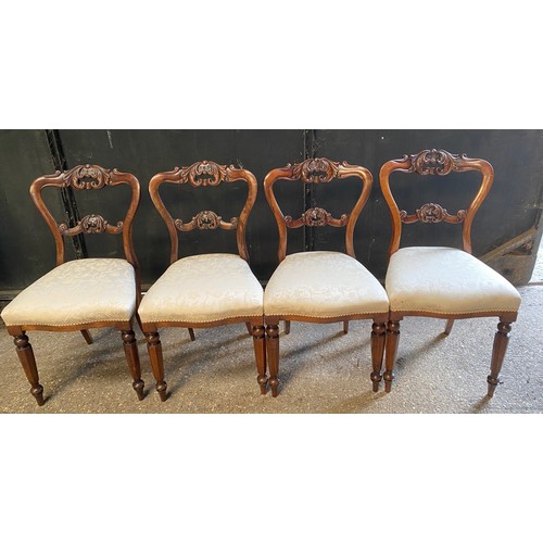 93 - Four Victorian balloon back dining chairs. 84cm h to back, 44cm to seat.