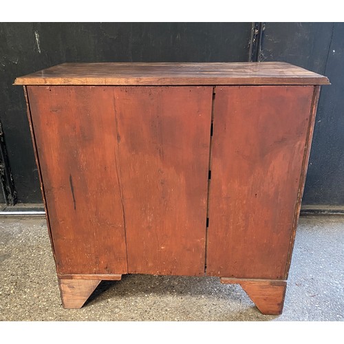 95 - Mahogany chest of 4 long graduating drawers with bone escutcheons. 82.5 h x 85 w x 44.5cm d.