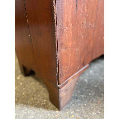 95 - Mahogany chest of 4 long graduating drawers with bone escutcheons. 82.5 h x 85 w x 44.5cm d.