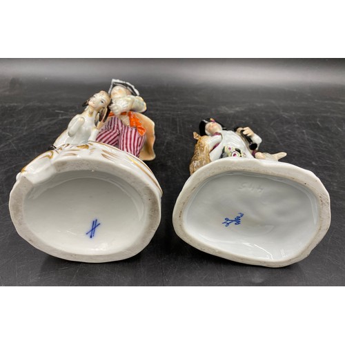 115 - Two 19th Century porcelain figurines to include a Sitzendorf gentleman with goat 24cm h, both with m... 