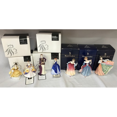 100 - Seven Royal Doulton figurines to include Laura HN 4860, Elizabeth HN 4857, Christine HN 4930, Corali... 