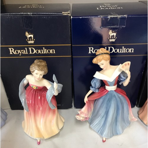 100 - Seven Royal Doulton figurines to include Laura HN 4860, Elizabeth HN 4857, Christine HN 4930, Corali... 