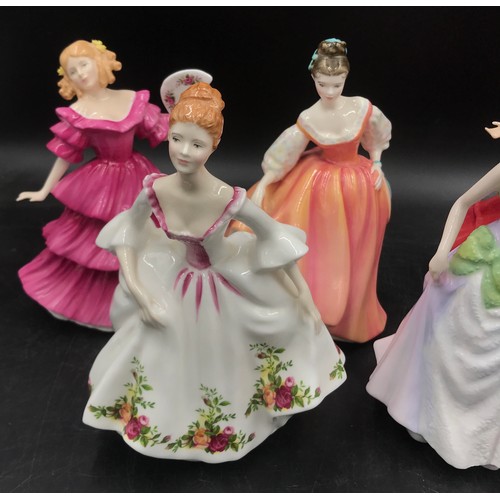 102 - Six Royal Doulton lady figurines, comprising Sarah HN 3384, Jennifer Figure of the Year 1994 HN 3447... 