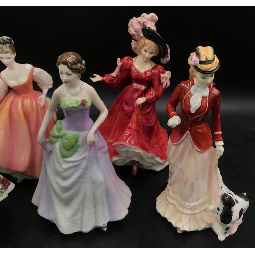 102 - Six Royal Doulton lady figurines, comprising Sarah HN 3384, Jennifer Figure of the Year 1994 HN 3447... 