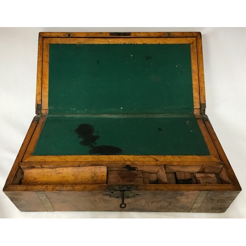 788 - A 19th Century Walnut and brass banded writing slope/writing desk, with green baize to inner and sec... 