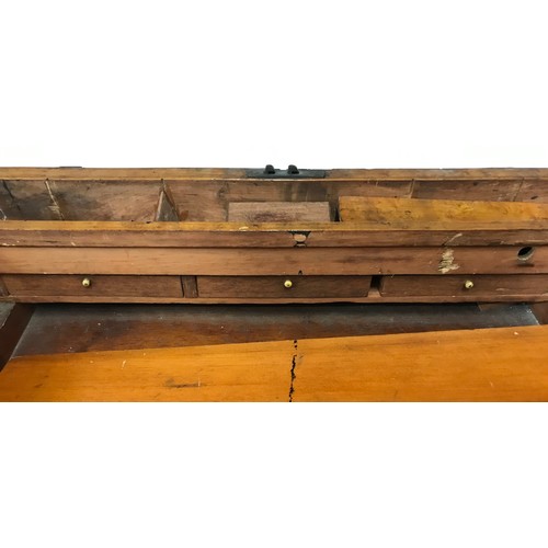 788 - A 19th Century Walnut and brass banded writing slope/writing desk, with green baize to inner and sec... 