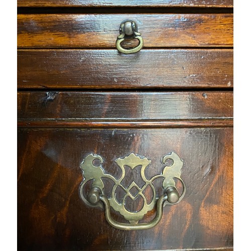 89 - A Victorian mahogany bow fronted chest of four drawers with brushing slide. 83 h x 63 w x 42cm d.